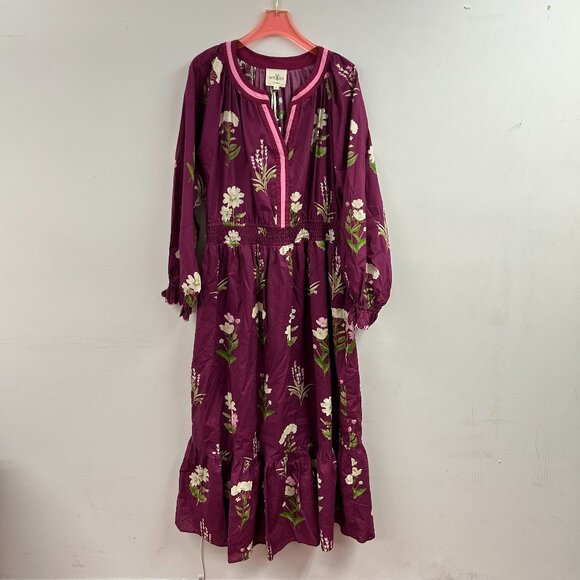 Floral Print V Neck Midi Dress with Ruffled Details - WC5347 - Picture 1 of 2